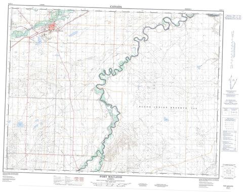 082H11 Fort Macleod Canadian topographic map, 1:50,000 scale