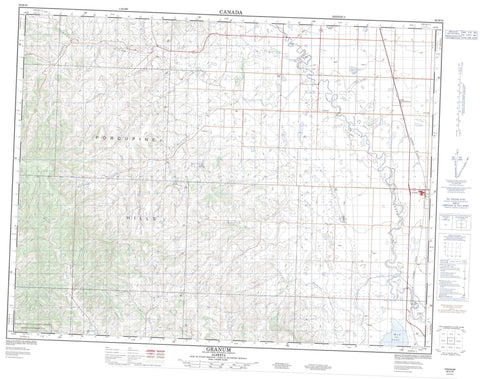 082H13 Granum Canadian topographic map, 1:50,000 scale