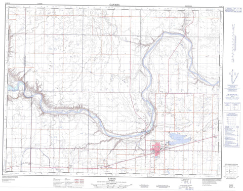 082H16 Taber Canadian topographic map, 1:50,000 scale