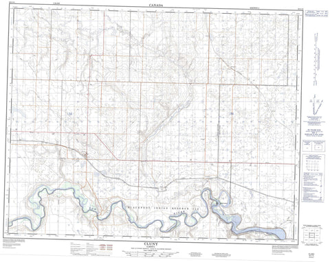 082I15 Cluny Canadian topographic map, 1:50,000 scale