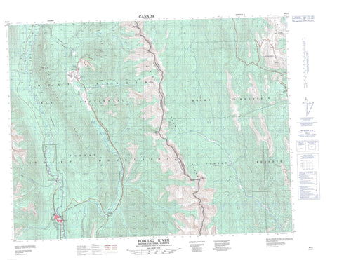 082J02 Fording River Canadian topographic map, 1:50,000 scale