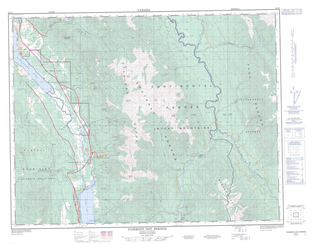 Buy Fairmont Hot Springs topo map 082J05 – YellowMaps Map Store