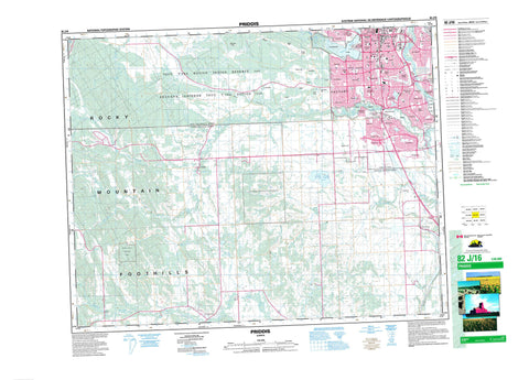 082J16 Priddis Canadian topographic map, 1:50,000 scale