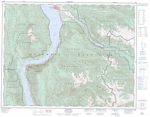 082K04 Nakusp Canadian topographic map, 1:50,000 scale