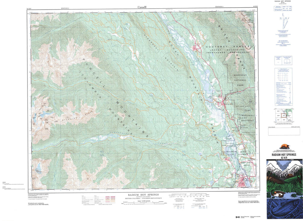 Buy Radium Hot Springs topo map 082K09 – YellowMaps Map Store