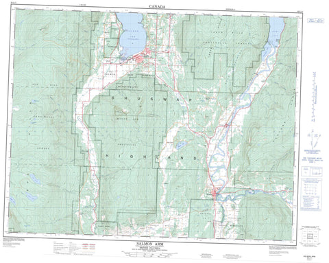 082L11 Salmon Arm Canadian topographic map, 1:50,000 scale