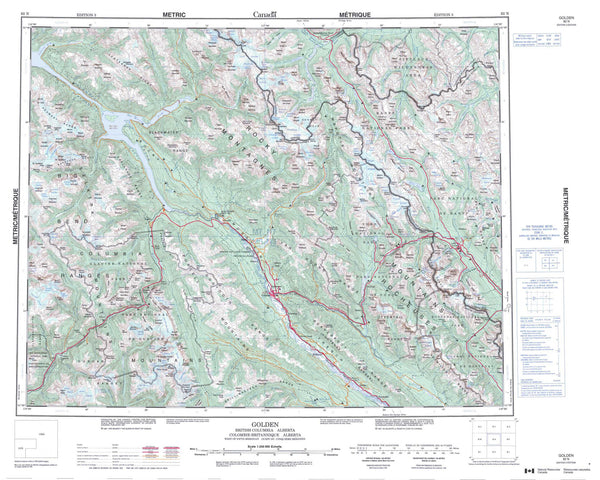 082N Golden Canadian topographic map, 1:250,000 scale