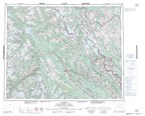 082N Golden Canadian topographic map, 1:250,000 scale