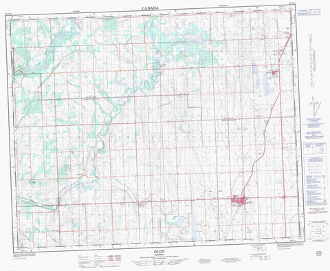 082O16 Olds Canadian topographic map, 1:50,000 scale