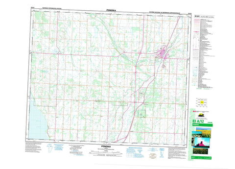 083A12 Ponoka Canadian topographic map, 1:50,000 scale