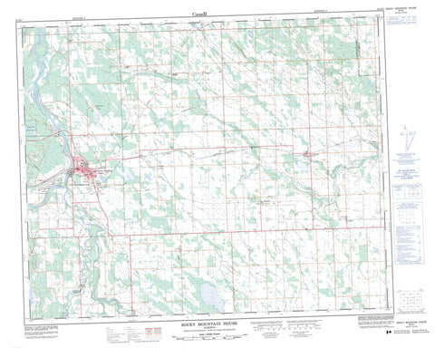 083B07 Rocky Mountain House Canadian topographic map, 1:50,000 scale