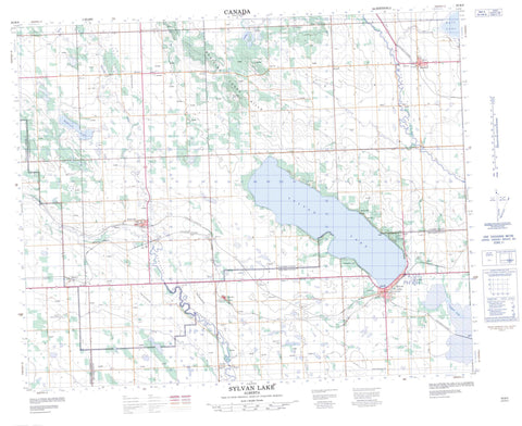 083B08 Sylvan Lake Canadian topographic map, 1:50,000 scale