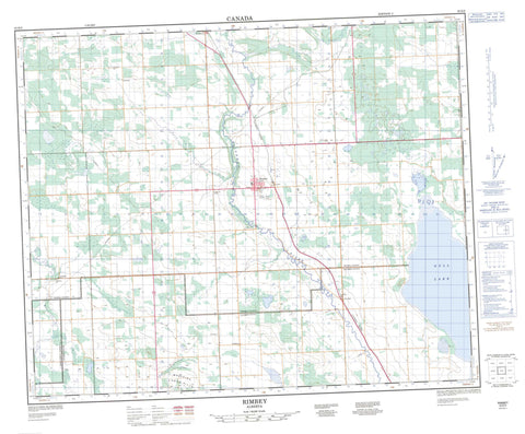 083B09 Rimbey Canadian topographic map, 1:50,000 scale