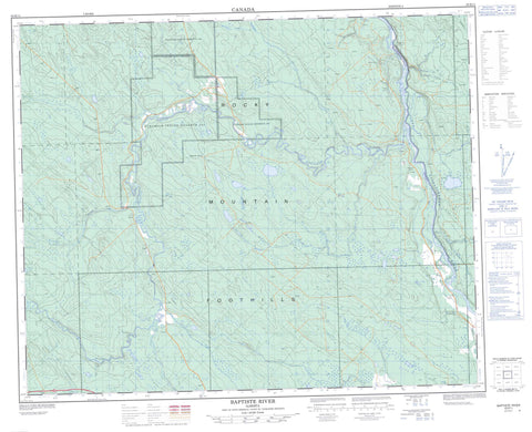 083B11 Baptiste River Canadian topographic map, 1:50,000 scale