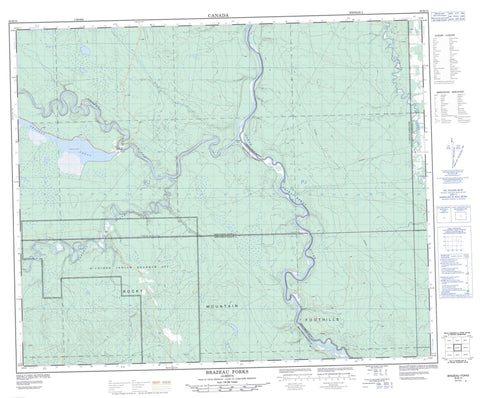 083B14 Brazeau Forks Canadian topographic map, 1:50,000 scale