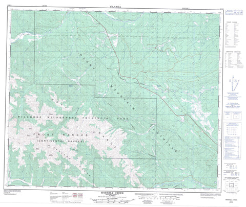 083E09 Moberly Creek Canadian topographic map, 1:50,000 scale