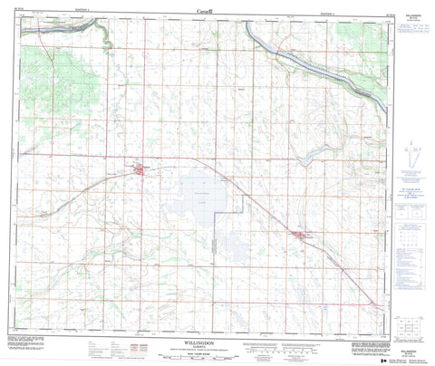 083H16 Willingdon Canadian topographic map, 1:50,000 scale