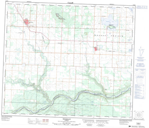 083M03 Wembley Canadian topographic map, 1:50,000 scale