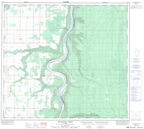 084C14 Buchanan Creek Canadian topographic map, 1:50,000 scale