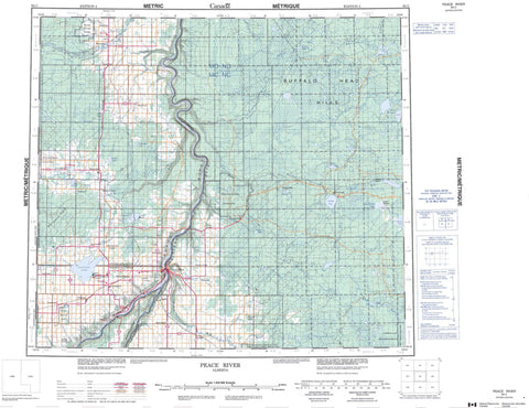 084C Peace River Canadian topographic map, 1:250,000 scale