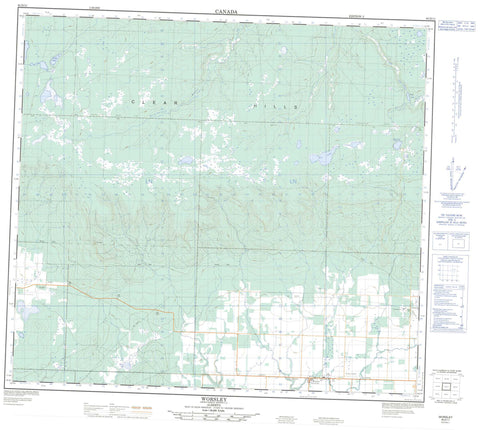 084D11 Worsley Canadian topographic map, 1:50,000 scale