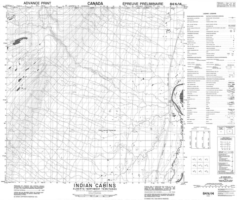 084N14 Indian Cabins Canadian topographic map, 1:50,000 scale