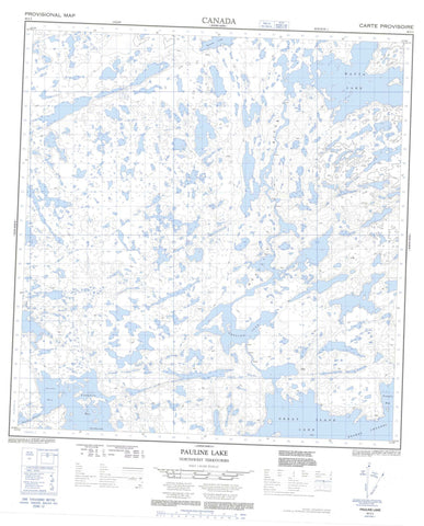 085I03 Pauline Lake Canadian topographic map, 1:50,000 scale