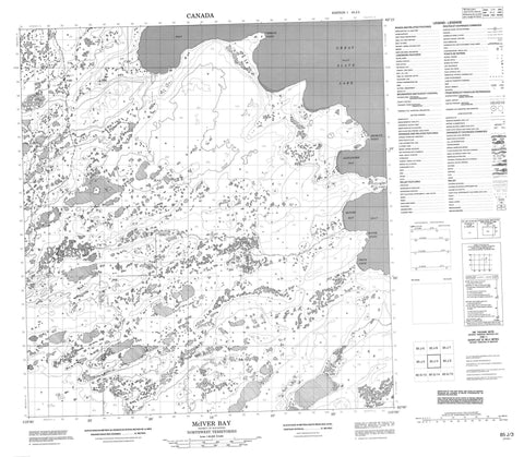 085J03 Mciver Bay Canadian topographic map, 1:50,000 scale