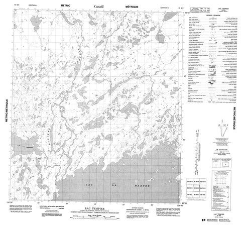 085M09 Lac Tempier Canadian topographic map, 1:50,000 scale