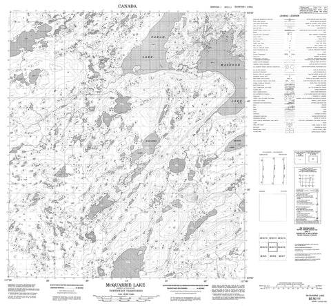 085N11 Mcquarrie Lake Canadian topographic map, 1:50,000 scale