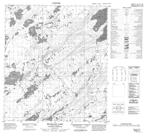 085N13 Mclellan Lake Canadian topographic map, 1:50,000 scale