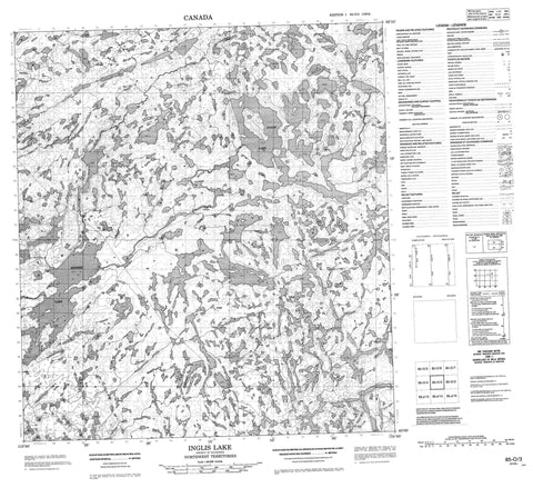 085O03 Inglis Lake Canadian topographic map, 1:50,000 scale