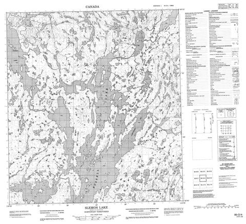 085O04 Slemon Lake Canadian topographic map, 1:50,000 scale