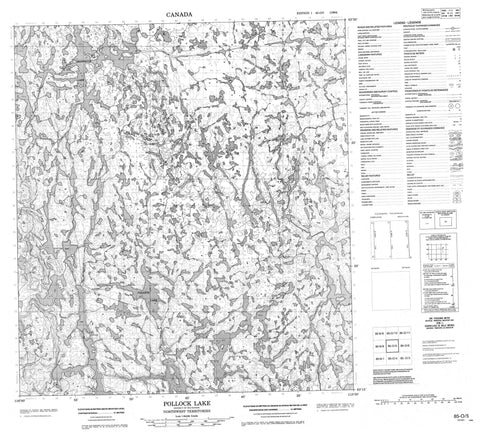 085O05 Pollock Lake Canadian topographic map, 1:50,000 scale