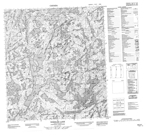 085O07 Wheeler Lake Canadian topographic map, 1:50,000 scale