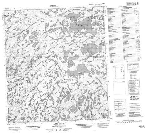 085O09 Armi Lake Canadian topographic map, 1:50,000 scale