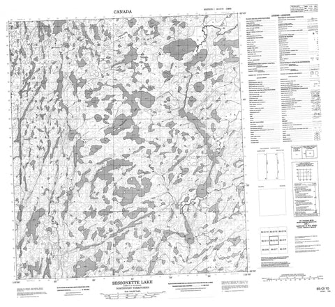 085O10 Bessonette Lake Canadian topographic map, 1:50,000 scale