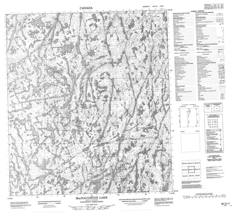 085O11 Macnaughton Lake Canadian topographic map, 1:50,000 scale