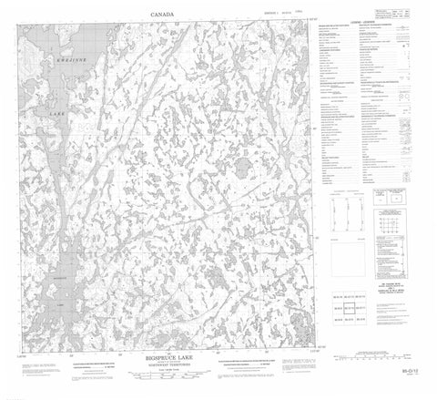 085O12 Bigspruce Lake Canadian topographic map, 1:50,000 scale