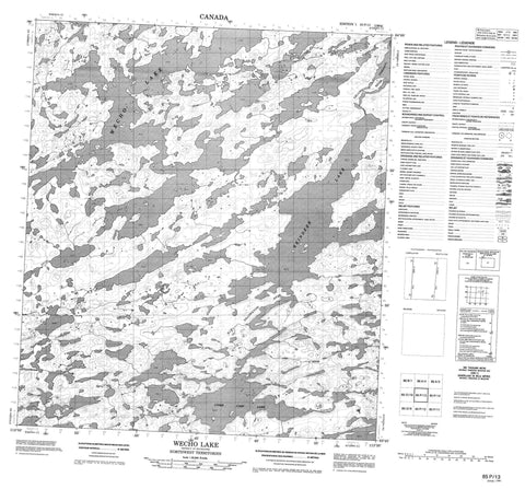 085P13 Wecho Lake Canadian topographic map, 1:50,000 scale