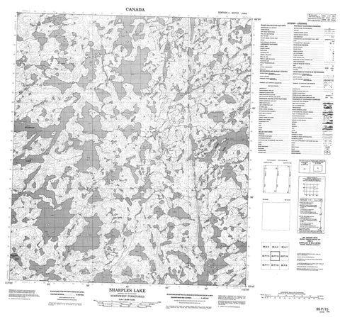 085P15 Sharples Lake Canadian topographic map, 1:50,000 scale