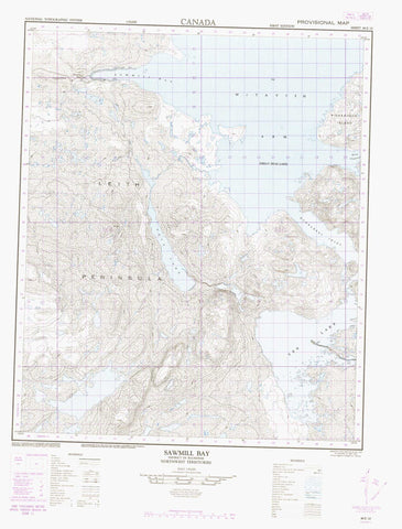 086E10 Sawmill Bay Canadian topographic map, 1:50,000 scale