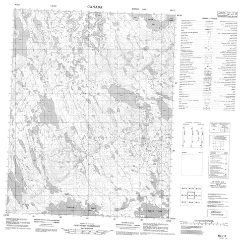 086I11 No Title Canadian topographic map, 1:50,000 scale