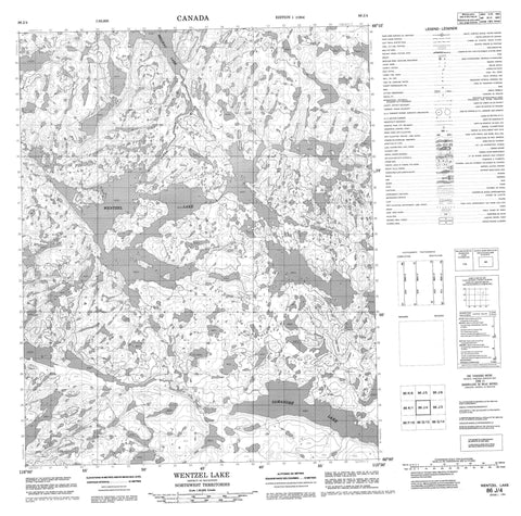 086J04 Wentzel Lake Canadian topographic map, 1:50,000 scale