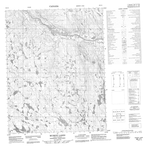 086J11 Muskox Lakes Canadian topographic map, 1:50,000 scale