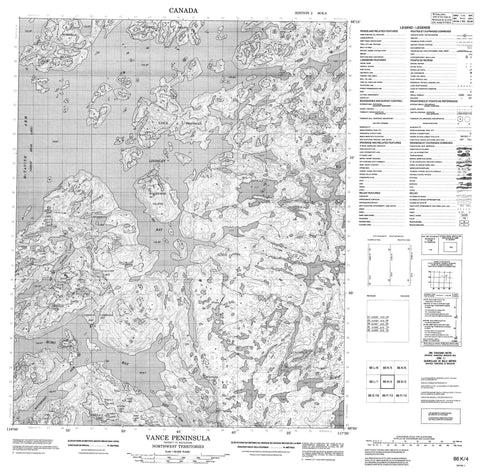 086K04 Vance Peninsula Canadian topographic map, 1:50,000 scale