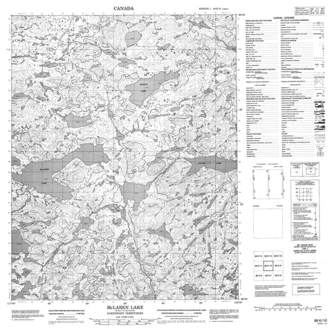 086K10 Mclaren Lake Canadian topographic map, 1:50,000 scale