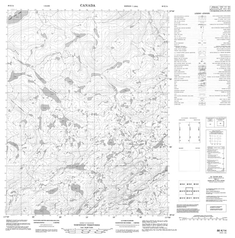 086K14 No Title Canadian topographic map, 1:50,000 scale