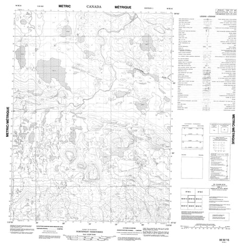 086M16 No Title Canadian topographic map, 1:50,000 scale