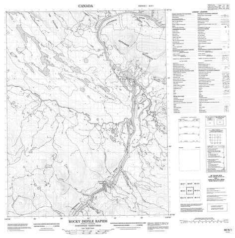 086N01 Rocky Defile Rapids Canadian topographic map, 1:50,000 scale